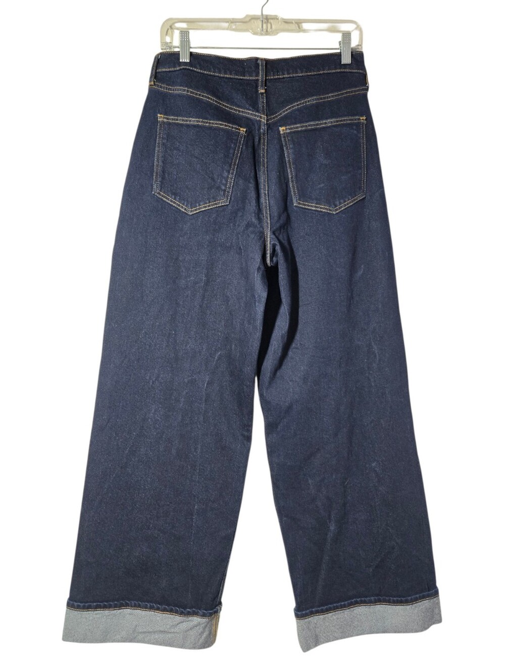 Boden Turn-Up Jeans High Rise Wide Leg Indigo Rinse Dark Wash - Picture 5 of 16
